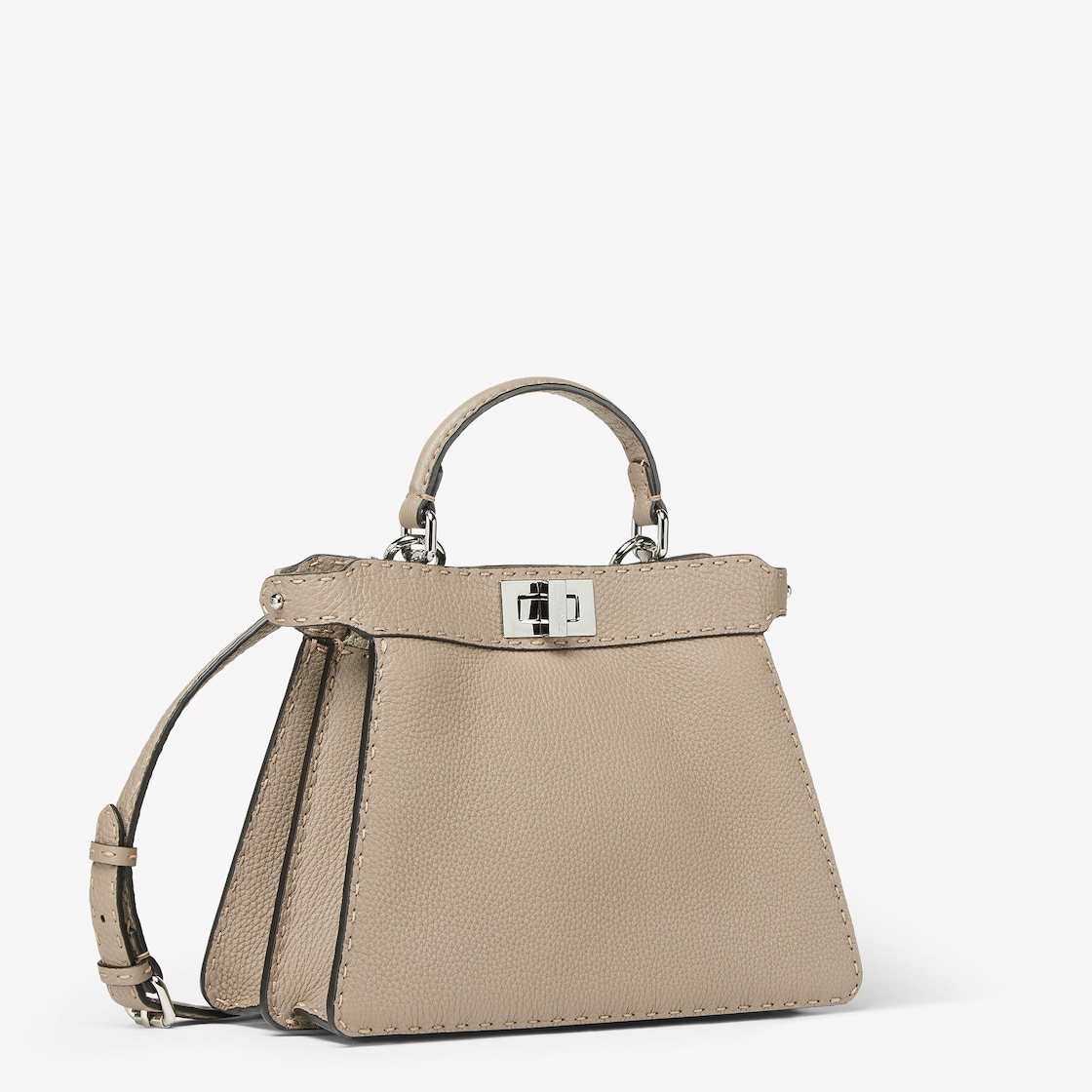 FENDI Peekaboo ISeeU Small Dove gray Selleria bag with 1254 hand-sewn topstitches - Image 4
